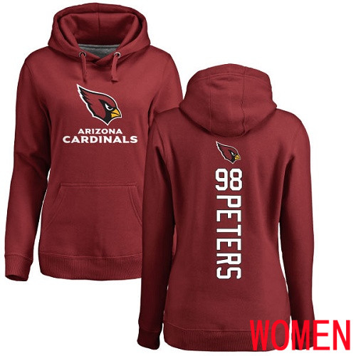 Arizona Cardinals Maroon Women Corey Peters Backer NFL Football #98 Pullover Hoodie Sweatshirts->nfl t-shirts->Sports Accessory